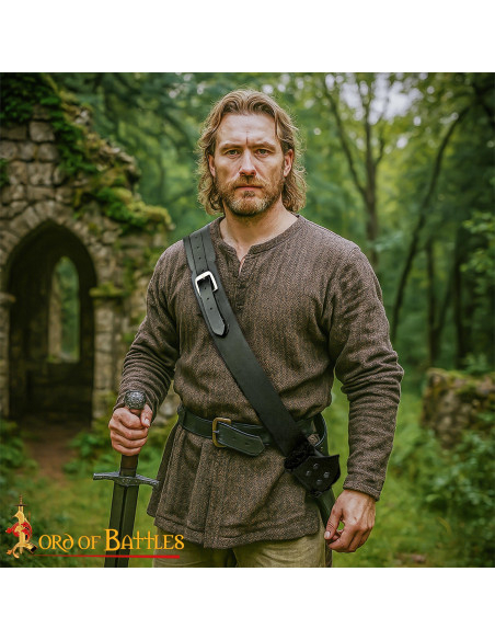 Cintura con tahali medieval in pelle...