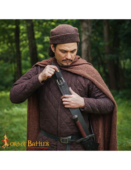 Cintura con tahali medieval in pelle...