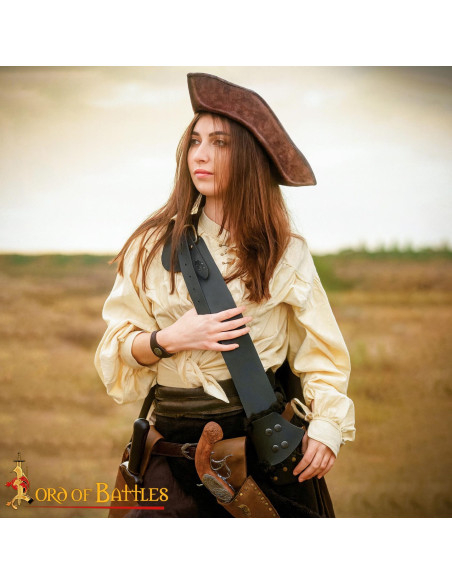 Cintura con tahali medieval in pelle...