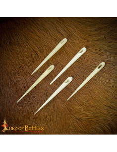 Set di 5 aghi medievali in corno di stambecco (4,5 cm).