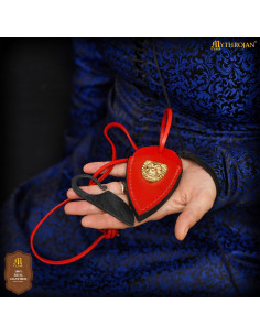 Coltello celtico forgiato a mano con fodero in pelle rossa