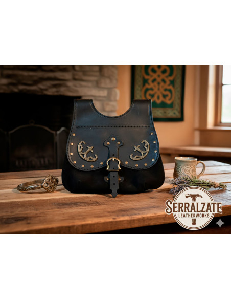Borsa Celtica-Medievale Gareth in nero