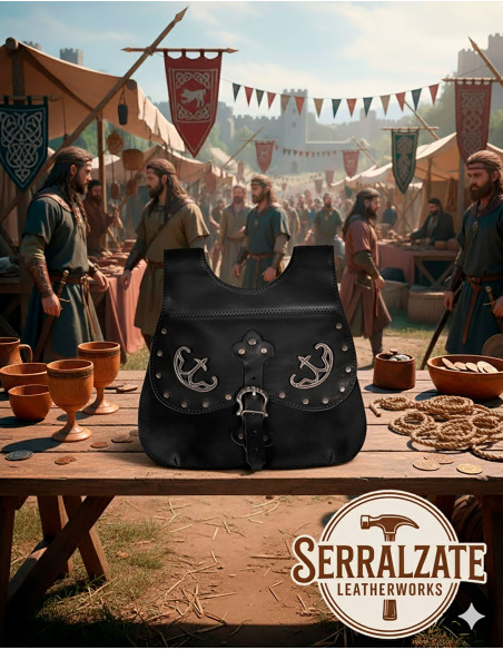Borsa Celtica-Medievale Gareth in nero