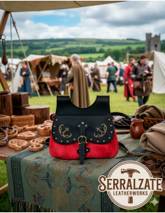 Borsa Celtica-Medievale Gareth in nero-rosso