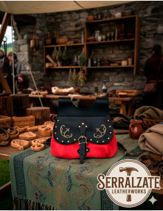 Borsa Celtica-Medievale Gareth in nero-rosso 2