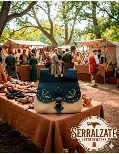 Borsa Celtica-Medievale Gareth in nero-marrone chiaro