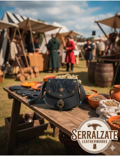 Borsa medievale in pelle modello Escudero, colore nero