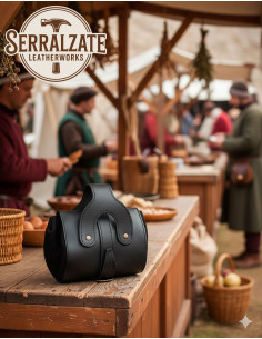 Borsa medievale in pelle modello Emeritano, colore nero 2