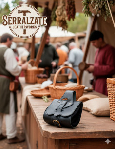 Borsa medievale in pelle modello Emeritano, colore nero