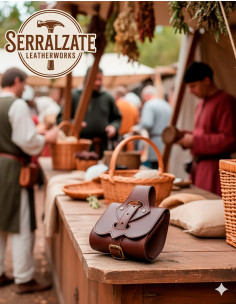 Borsa medievale in pelle modello Emeritano, colore marrone