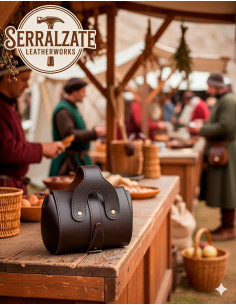 Borsa medievale in pelle modello Emeritano, colore marrone 2