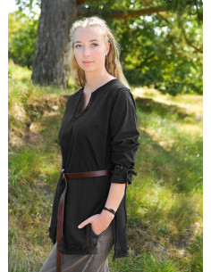 Tunika medievale marrone modello Yrsa, finitura usurata 2