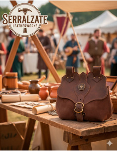 Borsa medieval in pelle modello Incanto, colore marrone