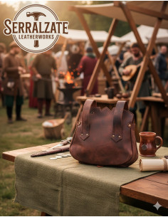 Borsa medieval in pelle modello Incanto, colore marrone 2