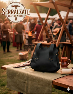Borsa medievale in pelle modello Samuel, colore nero 2