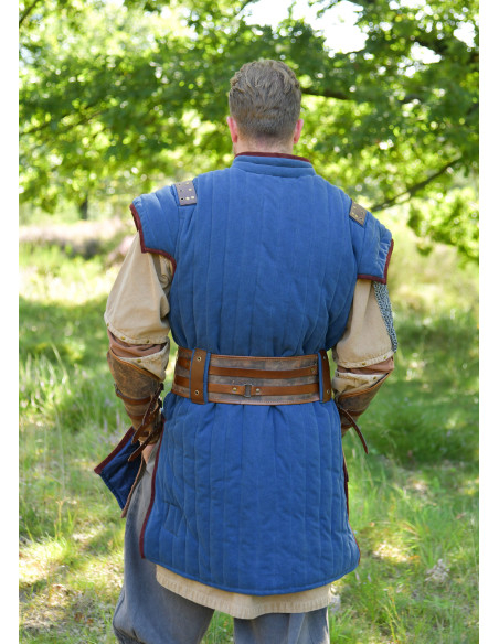 Gambeson medievale blu-marrone finito...