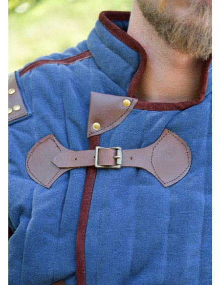 Gambeson medievale blu-marrone finito...