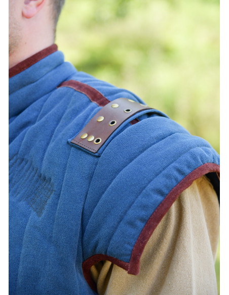 Gambeson medievale blu-marrone finito...
