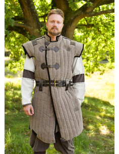 Gambeson medieval marrone-nero finito usurato modello Vari