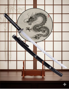 Katana decorativa tsuba Drago e foglia di bambù (103 cm.)