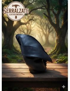 Cappello medievale in pelle modello Rolf, colore nero 2