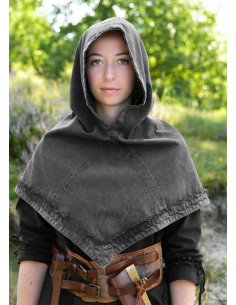 Gugel medievale in cotone modello Stig, colore nero