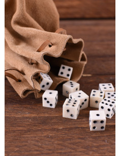 Grande borsa limosnera medievale in pelle, colore marrone 2