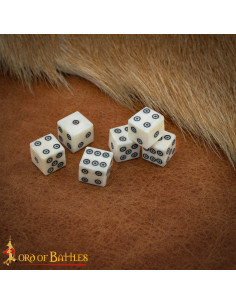 Set di 6 dadi romani in osso (11 mm).