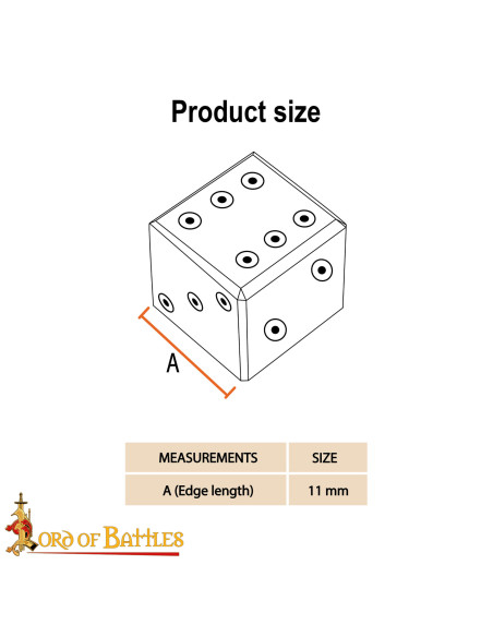 Set di 6 dadi romani in osso (11 mm).