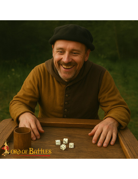 Set di 6 dadi romani in osso (11 mm).