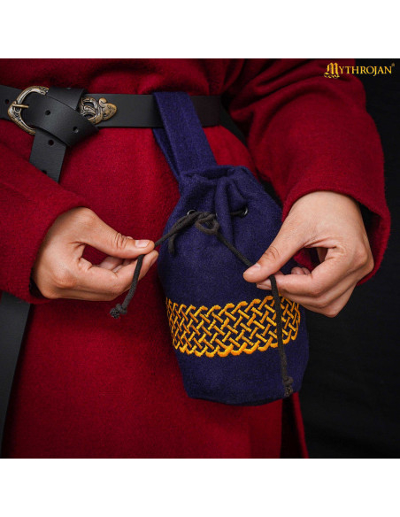 Borsa medievale in lana ricamata per...