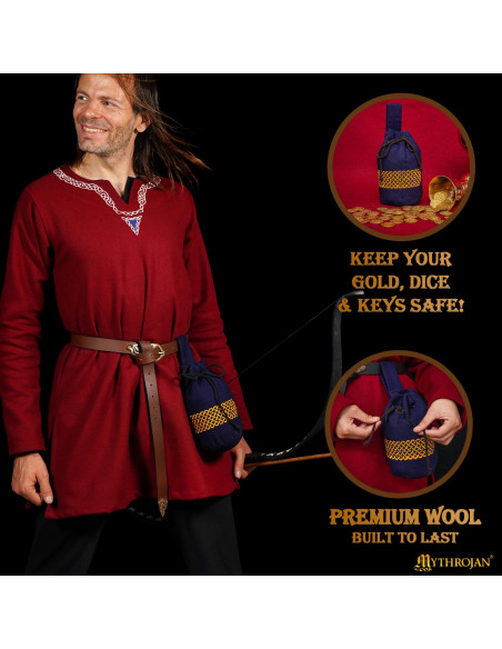 Borsa medievale in lana ricamata per...