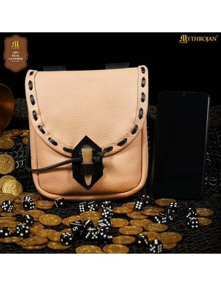 Borsa medievale in pelle con chiusura...