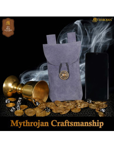 Borsa medievale limosnera in pelle scamosciata con... 2