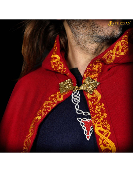 Cappa medievale in lana con bordi...