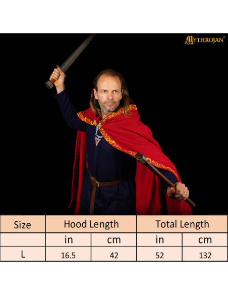 Cappa medievale in lana con bordi...