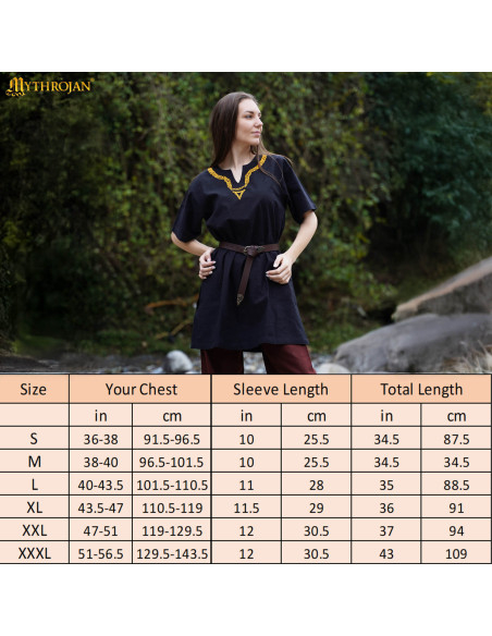 Tunica vichinga in cotone con collo...