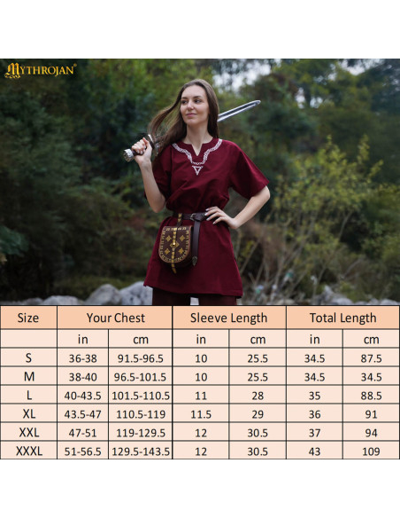 Tunica vichinga in cotone con collo...