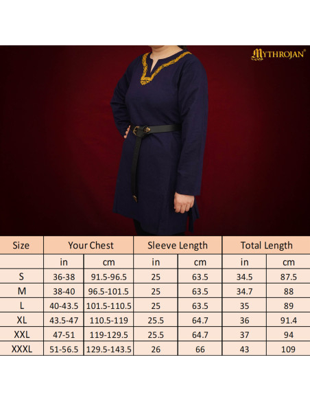 Tunica vichinga in cotone a manica...