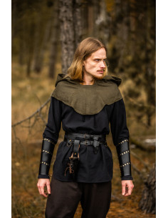 Gugel medievale in lino modello Mannix, colore verde 2