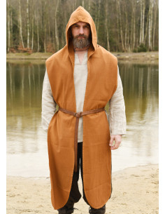 Bufanda medieval con cappuccio in cotone, colore beige 2