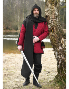 Bufanda medieval con cappuccio in cotone, colore nero