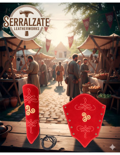 Bracciali da arciere in pelle scamosciata rossa, modello...