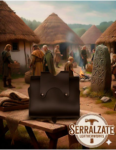 Borsa Celta anello e croce in pelle marrone scuro 2