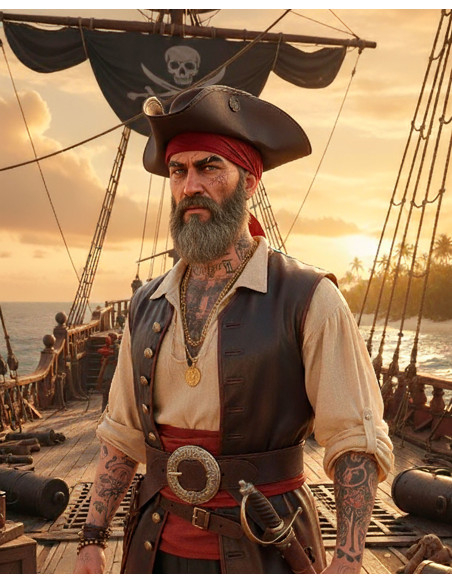 Cappello da pirata a tricorno in...