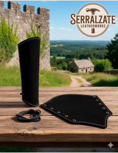 Bracciali da arciere Silvano in pelle scamosciata nera