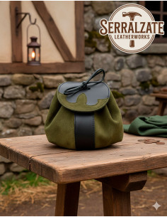 Borsa limosnera medieval in cuoio modello Celira, colore...