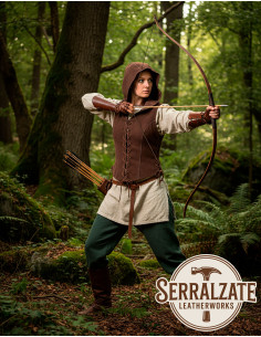 Gilet da archer medievale da donna in marrone scuro 2