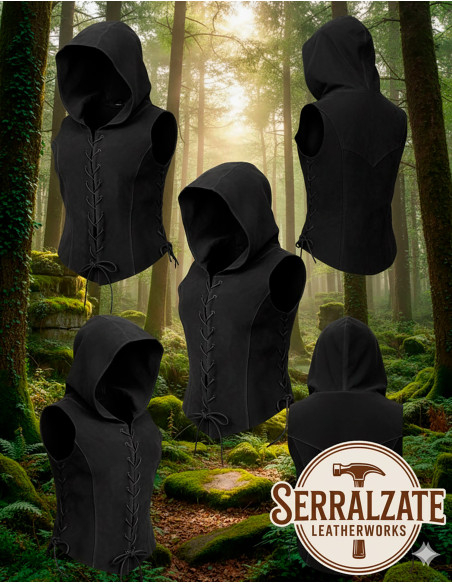 Gilet ombra medievale da donna in nero