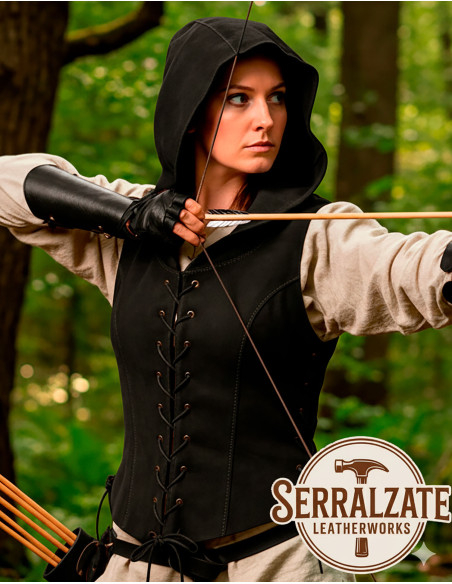 Gilet ombra medievale da donna in nero